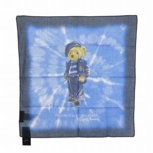 22SS ポロベア スカーフ ベレー コットン 56×56cm ブルー