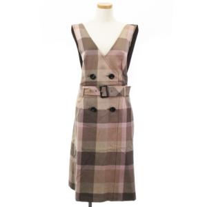 ジャンパー スカート ワンピース ひざ丈 ウール ブラウン ピンク 38