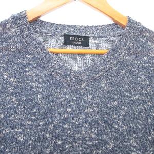EPOCA UOMO セーター ニット 長袖 Vネック ローゲージ コットン混 48 ネイビー
