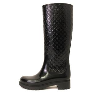 LOUIS VUITTON スプラッシュライン モノグラム レインブーツ ラバー 37 黒