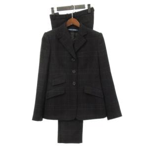 セットアップ スーツ テーラード ジャケット シングル 3B パンツ チェック ウール ブラック 2