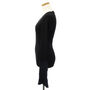 CINOH ニット セーター 長袖 袖プリーツ Vネック プルオーバー ウール ブラック 38
