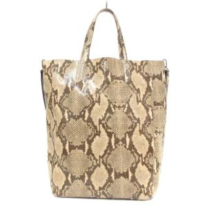 marco masi トートバッグ ショルダー 2WAY パイソン柄 レザー ブラウン