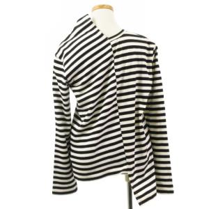 JUNYA WATANABE コムデギャルソン 美品 変形 カーディガン 長袖 ドッキング ボーダー コットン JC-T019 AD2018 ホワイト ブラック