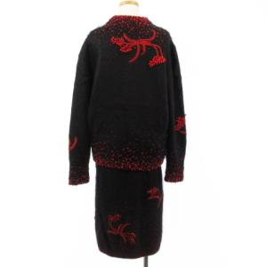 PRADA セットアップ カーディガン スカート モヘア 38 ブラック レッド