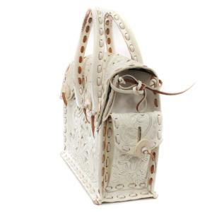 CARVING TRIBES マエストラM ハンド バッグ ラインストーン レザー 白 ホワイト 鞄