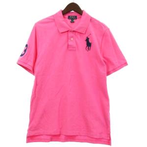 ポロシャツ 半袖 鹿の子 ビッグポニー ナンバリング ピンク XL トップス AA
