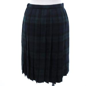 RALPH LAUREN プリーツ スカート ひざ丈 ブラックウォッチ チェック ウール ネイビー グリーン 160 ボトムス