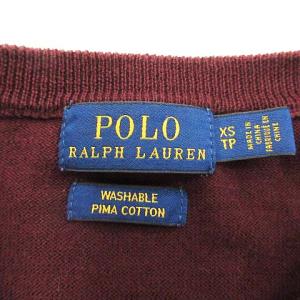 POLO RALPH LAUREN WASHABLE PIMA COTTON カーディガン ニット クルーネック ポニー刺繍 ボルドー