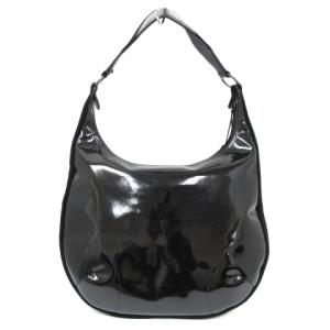 Longchamp ホーボー ショルダー バッグ ワンショルダー 異素材 パテントレザー スエード カッティング フランス製 黒 ブラック 鞄