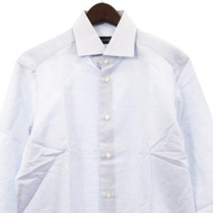 Ermenegildo Zegna シャツ 長袖 ワイドカラー コットン リネン混 水色 ライトブルー 40