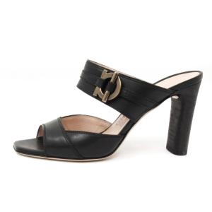 MAYA サンダル ミュール ヒール ガンチーニ レザー イタリア製 黒 ブラック 5C 22.5cm 靴 SM0