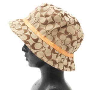 COACH バケット ハット シグネチャー キャンバス 茶 ブラウン M