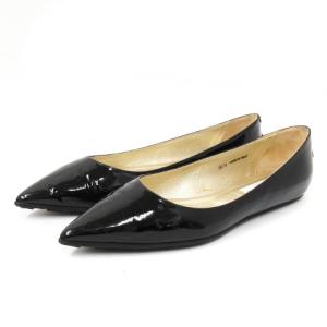 パンプス フラットシューズ エナメル ポインテッドトゥ イタリア製 黒 ブラック 36.5 23.5cm 靴