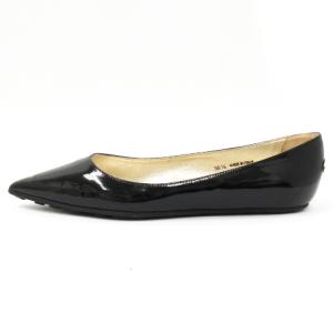 JIMMY CHOO パンプス フラットシューズ エナメル ポインテッドトゥ イタリア製 黒 ブラック 36.5 23.5cm 靴