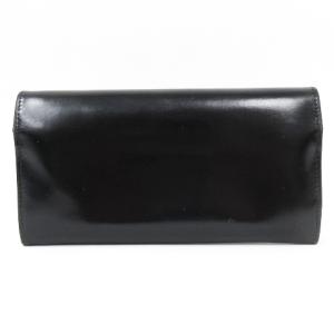 CELINE 長財布 がま口 ロゴプレート レザー M14 イタリア製 黒 ブラック AA SM