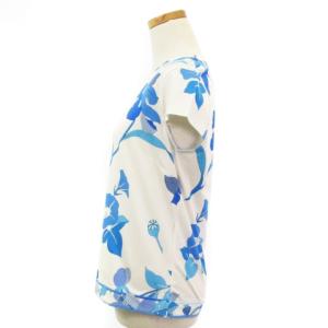 LEONARD SPORT 美品 Tシャツ カットソー 半袖 ストレッチ プリント ホワイト ブルー 40 トップス