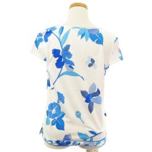 LEONARD SPORT 美品 Tシャツ カットソー 半袖 ストレッチ プリント ホワイト ブルー 40 トップス
