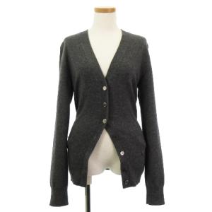カーディガン ニット 長袖 ロゴプレート アンボタンデザイン カシミヤ S チャコールグレー