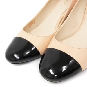 COLE HAAN 良品 ダーナ グランド パンプ パンプス チャンキーヒール プレーントゥ W09808 バイカラー ベージュ 7 24cm