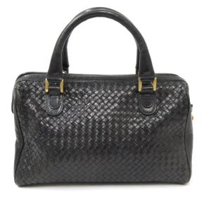 FENDI ハンド バッグ レザー 編み込み イタリア製 黒 ブラック 鞄 AA