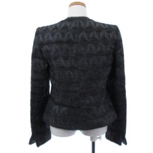 ARMANI COLLEZIONI ノーカラー ジャケット ジャガード ジオメトリック柄 グレー 40 アウター IBO34