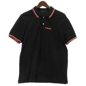 2017 ポロシャツ 半袖 鹿の子 ロゴ コットン 黒 ブラック L トップス