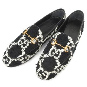 GUCCI ヨルダーン ツイード ジャンボGG ローファー ホースビット 431467 ブラック ホワイト