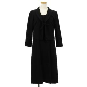 セットアップ ブラックフォーマル ジャケット ショールカラー ワンピース 半袖 ロング ストレッチ 黒 ブラック 36 秋