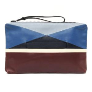 セカンド バッグ クラッチ レザー イタリア製 ボルドー ブルー 鞄