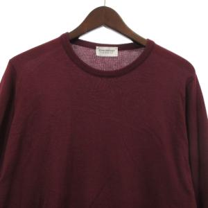 JOHN SMEDLEY ニット カットソー 長袖 プルオーバー コットン 英国製 ボルドー L トップス
