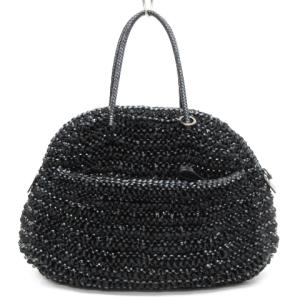 ワイヤー リボン ハンド バッグ 黒 ブラック 鞄 ECR17