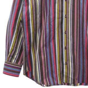 ETRO シャツ 長袖 ボタンダウン BD マルチストライプ コットン イタリア製 紫 パープル 41 トップス ECR17