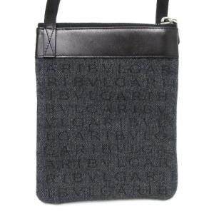 BVLGARI ロゴマニア ポシェット ショルダー バッグ サコッシュ イタリア製 ネイビー 鞄 AA ECR17