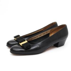 ヴァラ パンプス レザー イタリア製 黒 ブラック 6.5C 24.0cm 靴 AA ECR17