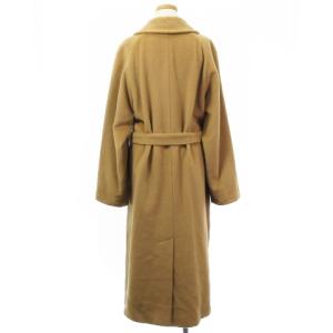 Max Mara 白タグ 101801 アイコン コート ロング メルトン ダブルブレスト ベルト付き ブラウン