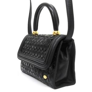 BALLY ショルダー バッグ ハンド 2way 編み込み レザー 黒 ブラック 鞄 AA ECR17