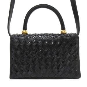 BALLY ショルダー バッグ ハンド 2way 編み込み レザー 黒 ブラック 鞄 AA ECR17