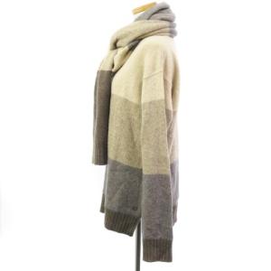 Loro Piana ニット 長袖 プルオーバー マフラー 付き カシミヤ 100％ イタリア製 ベージュ グレー 42