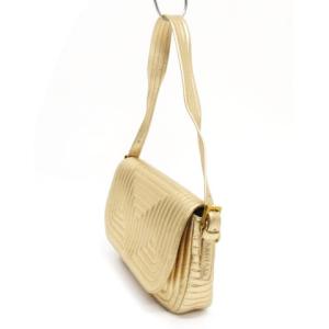 BALLY ハンド バッグ レザー メタリック ゴールド 鞄 AA ECR17