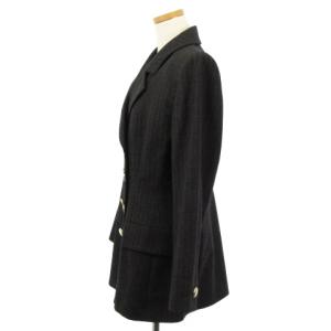 YVES SAINT LAURENT 90’s ヴィンテージ テーラード  ジャケット ダブル 総裏 ストライプ ウール グレー 38 春 ECR17