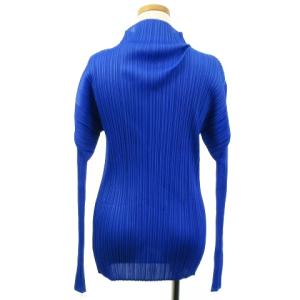PLEATS PLEASE ISSEY MIYAKE イッセイミヤケ 美品 プリーツ カットソー 長袖 ハイネック プルオーバー 青 ブルー 3 トップス ECR17