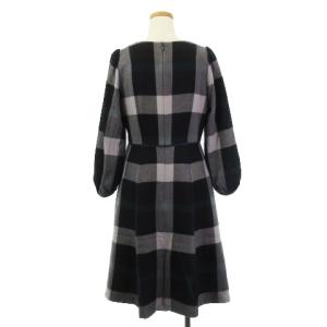 BLUE LABEL CRESTBRIDGE 22AW チェックウールビエラワンピース フレア 36 紺