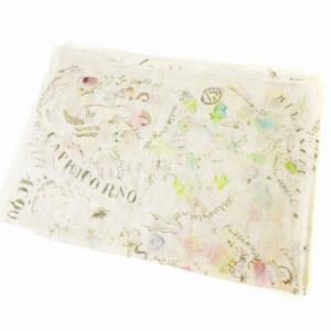 Faliero Sarti 大判 ストール ショール イラスト 総柄 マイクロモダール シルク ライトグレー マルチカラー ECS