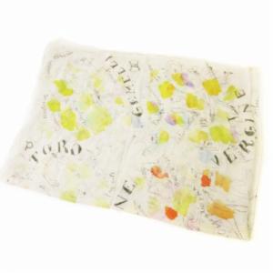 Faliero Sarti 大判 ストール ショール イラスト 総柄 マイクロモダール シルク ライトグレー マルチカラー ECS