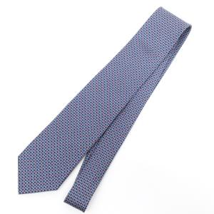 Salvatore Ferragamo 美品 ネクタイ レギュラー ガンチーニ柄 総柄 シルク イタリア製 ネイビー