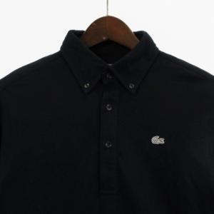 LACOSTE ポロシャツ 長袖 ボタンダウン ワニ ワッペン 鹿の子 コットン 紺 ネイビー 3 トップス