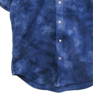 POLO RALPH LAUREN 良品 オックスフォード シャツ 半袖 ボタンダウン タイダイ コットン 青 ブルー M トップス