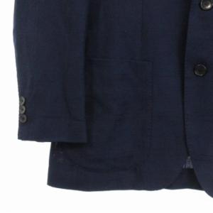 EDIFICE テーラード ジャケット シングル 段返り シャドーチェック 背抜き 紺 ネイビー 50 秋 SM0