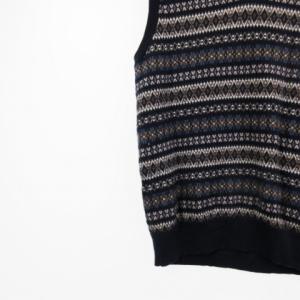 Brooks Brothers ニット ベスト Vネック プルオーバー フェアアイル柄 ウール 紺 ネイビー M トップス SM0